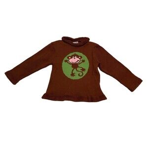 Vintage Plaid Moose Girls Monkey Knit Sweater Size Size 6